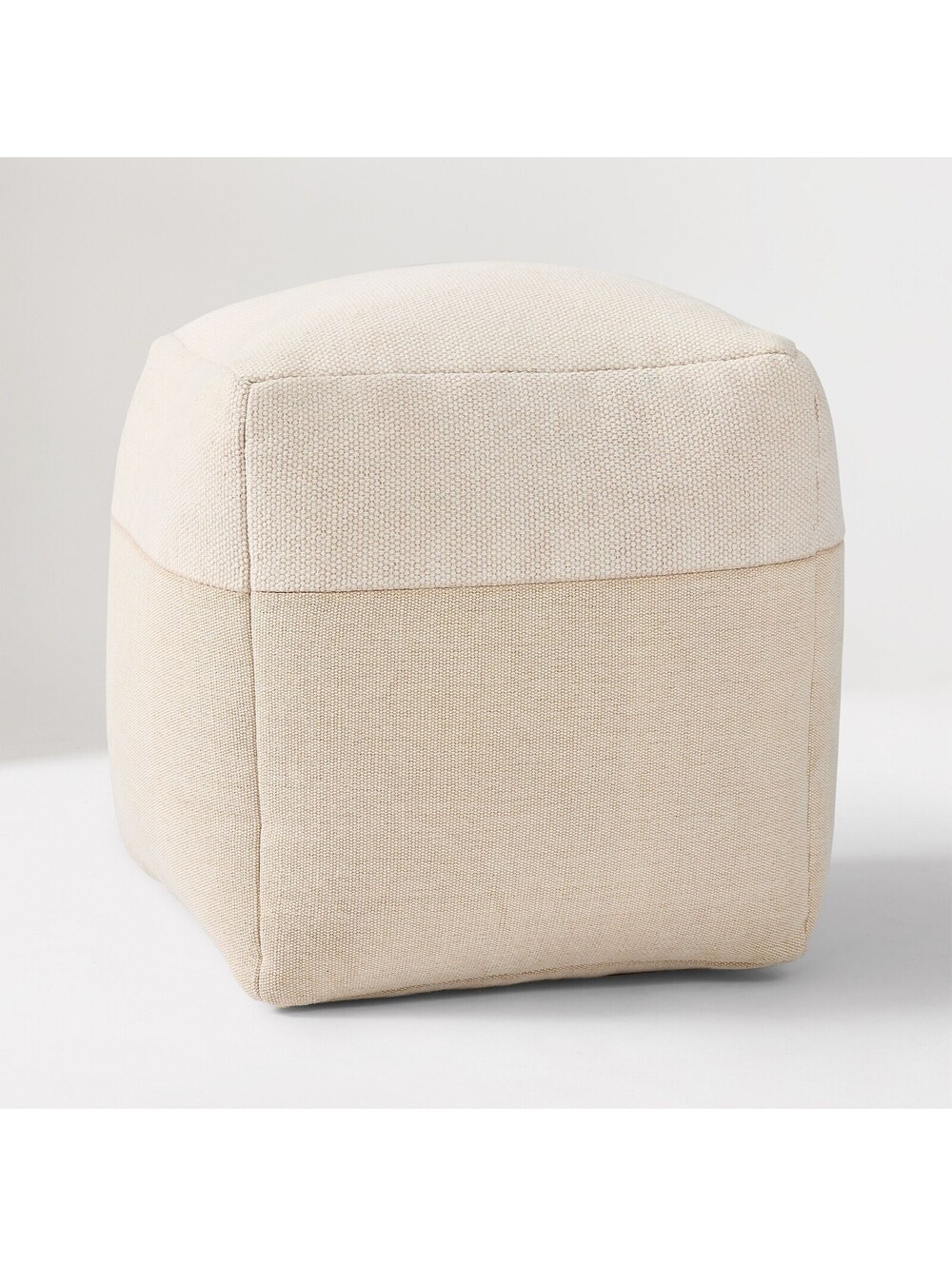 West Elm Cotton Canvas Pouf – Neutral Accent & Footrest